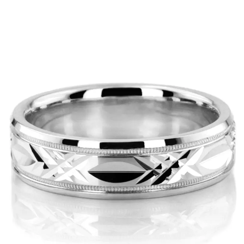 14K white gold 6mm. high polish designer-wedding-rings - main view