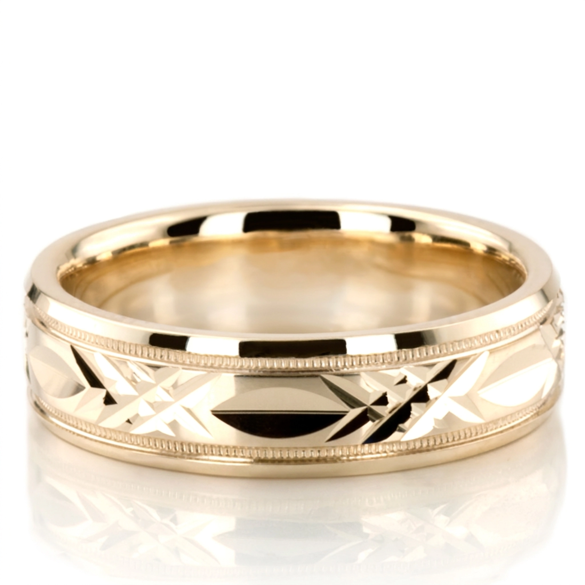 10K yellow gold 6mm. high polish designer-wedding-rings - alternate view 2