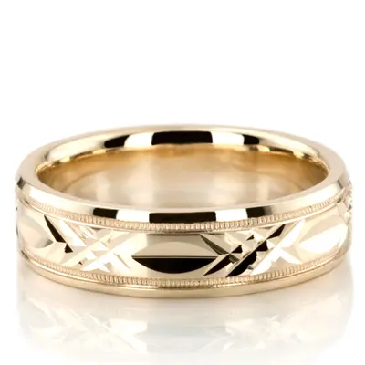 10K yellow gold 6mm. high polish designer-wedding-rings - alternate view 2 thumbnail