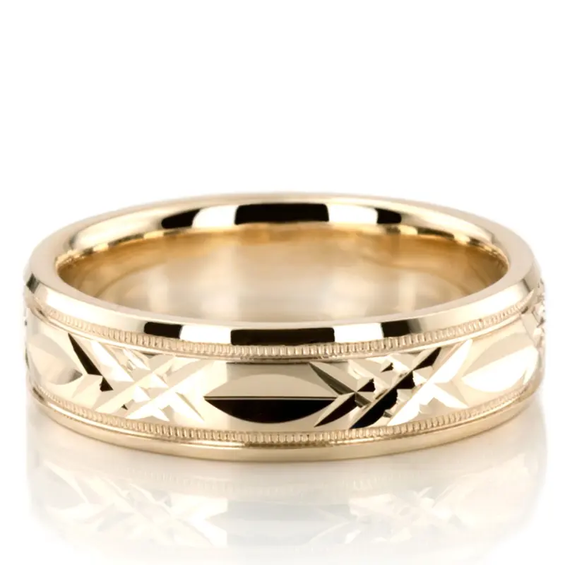 14K yellow gold 6mm. high polish designer-wedding-rings - alternate view 2