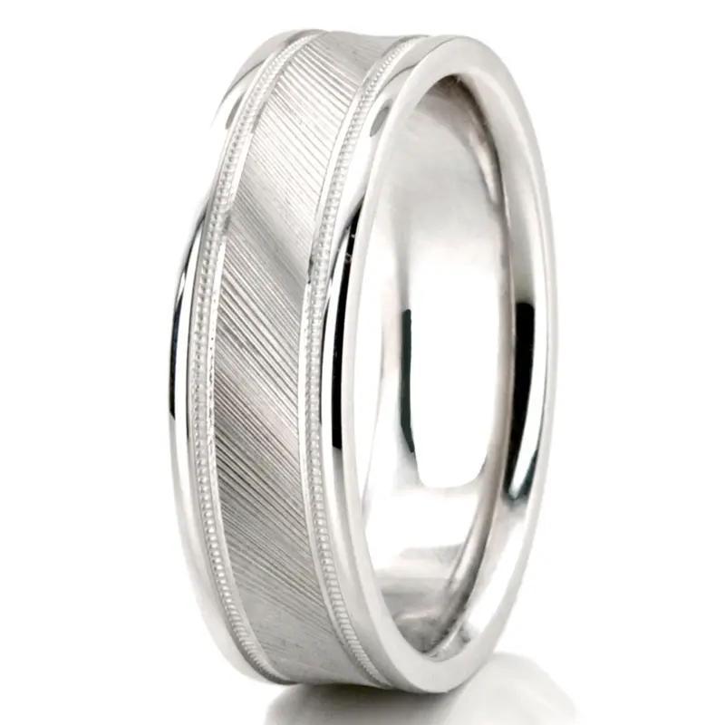 14K white gold 6.5mm high polish designer-wedding-ring - alternate view 2