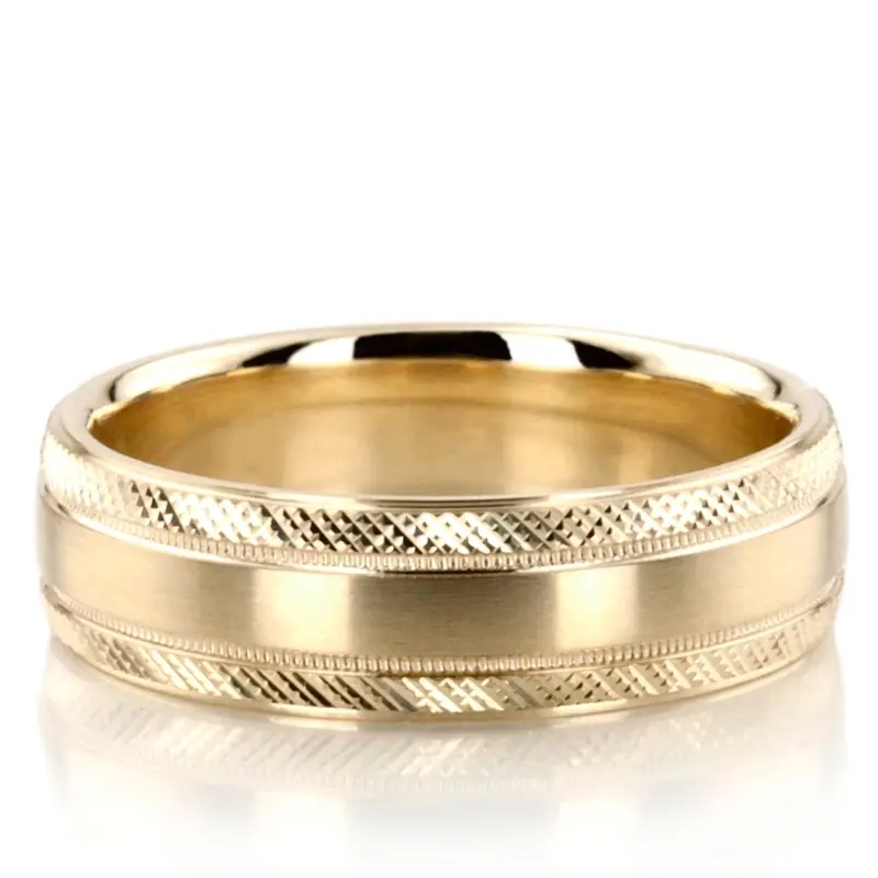 10K yellow gold 7mm. satin designer-wedding-band - alternate view 2