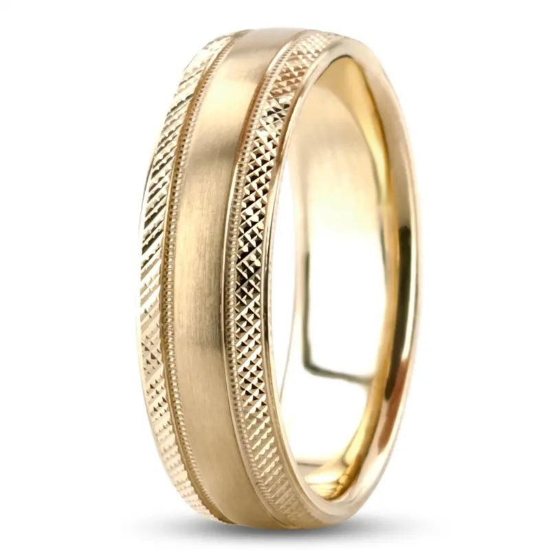10K yellow gold 7mm. satin designer-wedding-band - alternate view 3