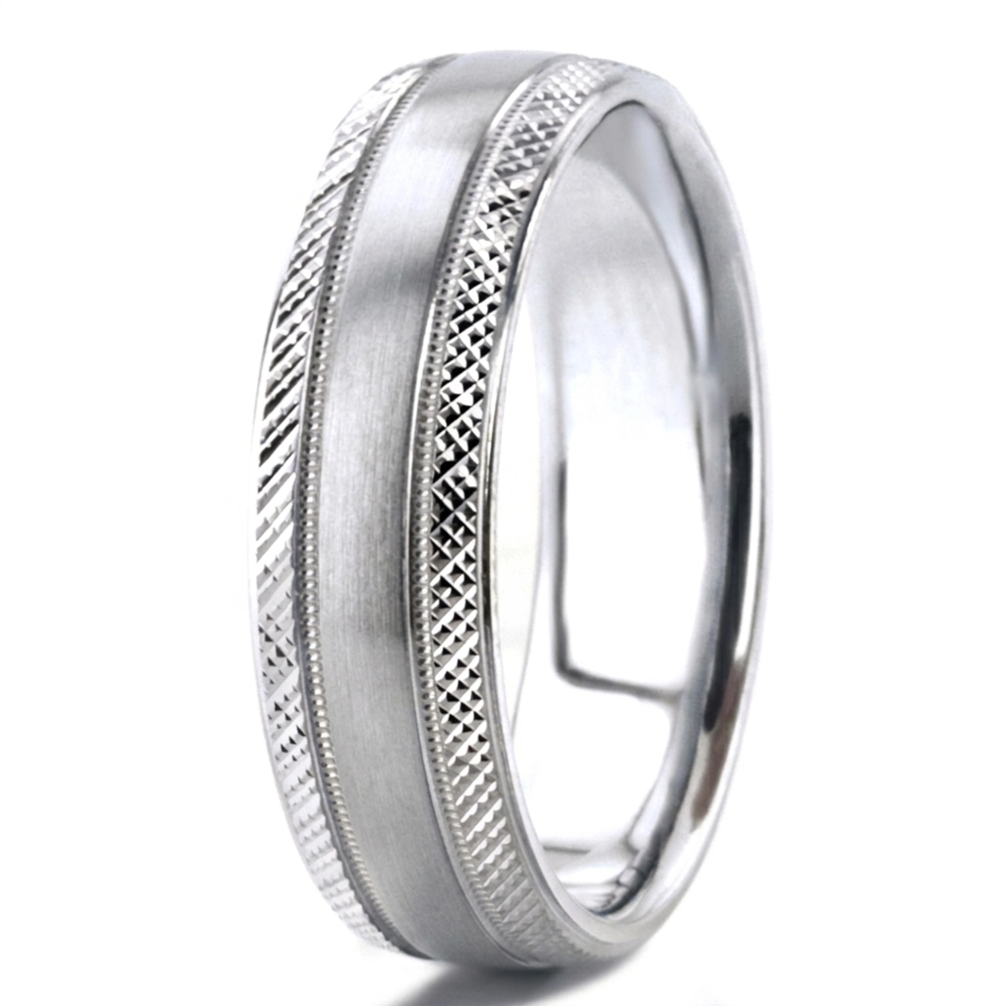 10K white gold 7mm. satin designer-wedding-band - alternate view 4