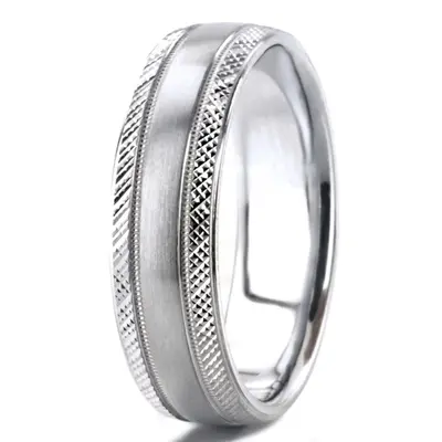 10K white gold 7mm. satin designer-wedding-band - alternate view 4 thumbnail