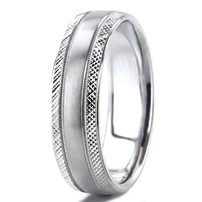 10K white gold 7mm. satin designer-wedding-band - alternate view 4