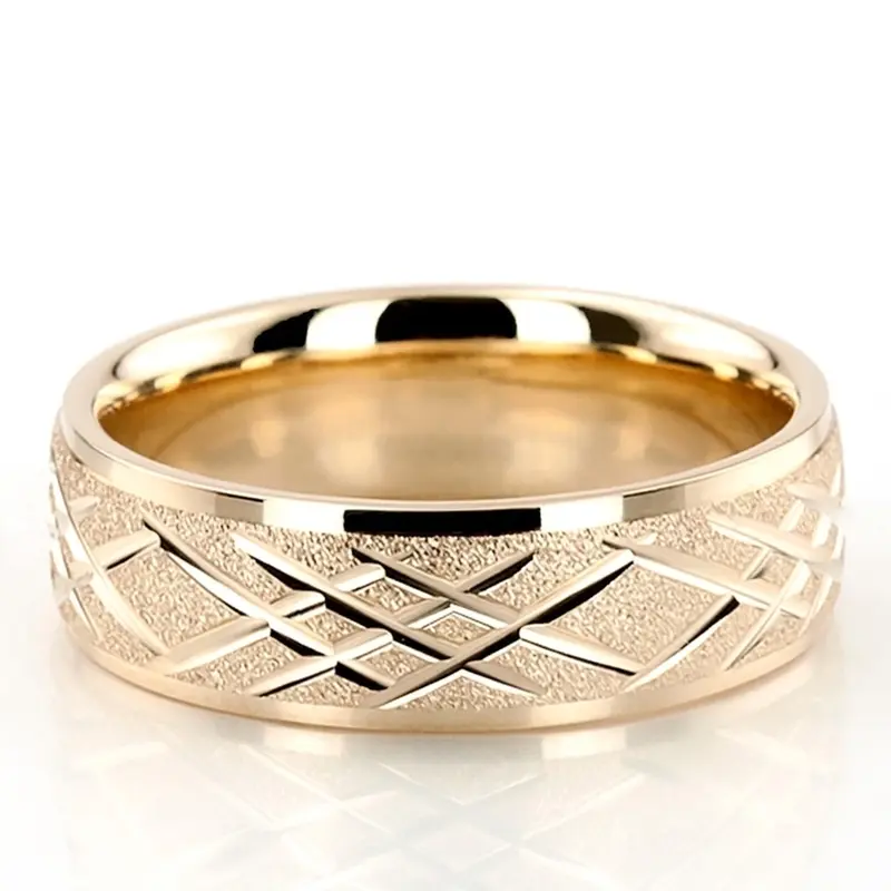 platinum 7mm. stone finish diamond-carved-weddingband - alternate view 2