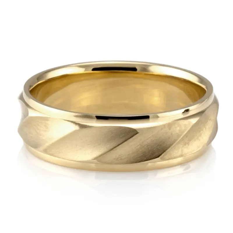 platinum 7mm. satin basic-carved-diamond-cut-wedding-ring - alternate view 2