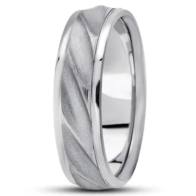 10K white gold 7mm. satin basic-carved-diamond-cut-wedding-ring - alternate view 5 thumbnail