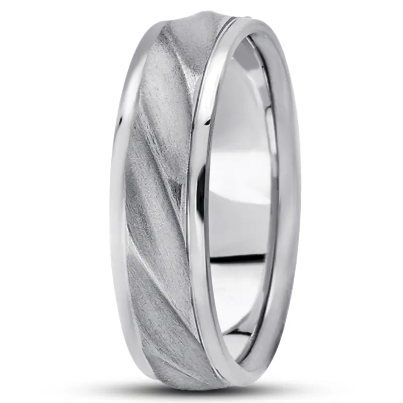 platinum 7mm. satin basic-carved-diamond-cut-wedding-ring - alternate view 5