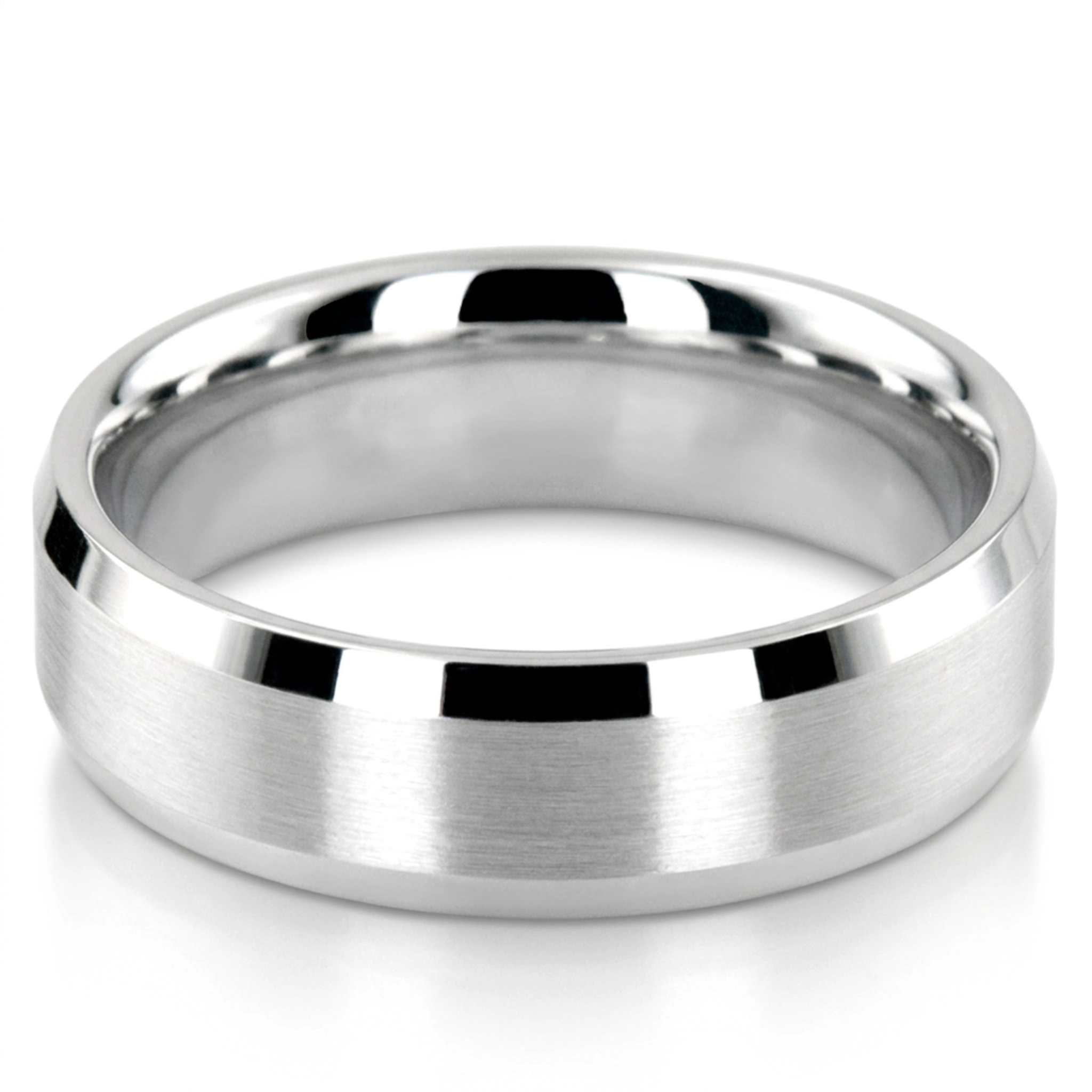 10K white gold 6mm. satin basic-carved-wedding-bands - alternate view 5