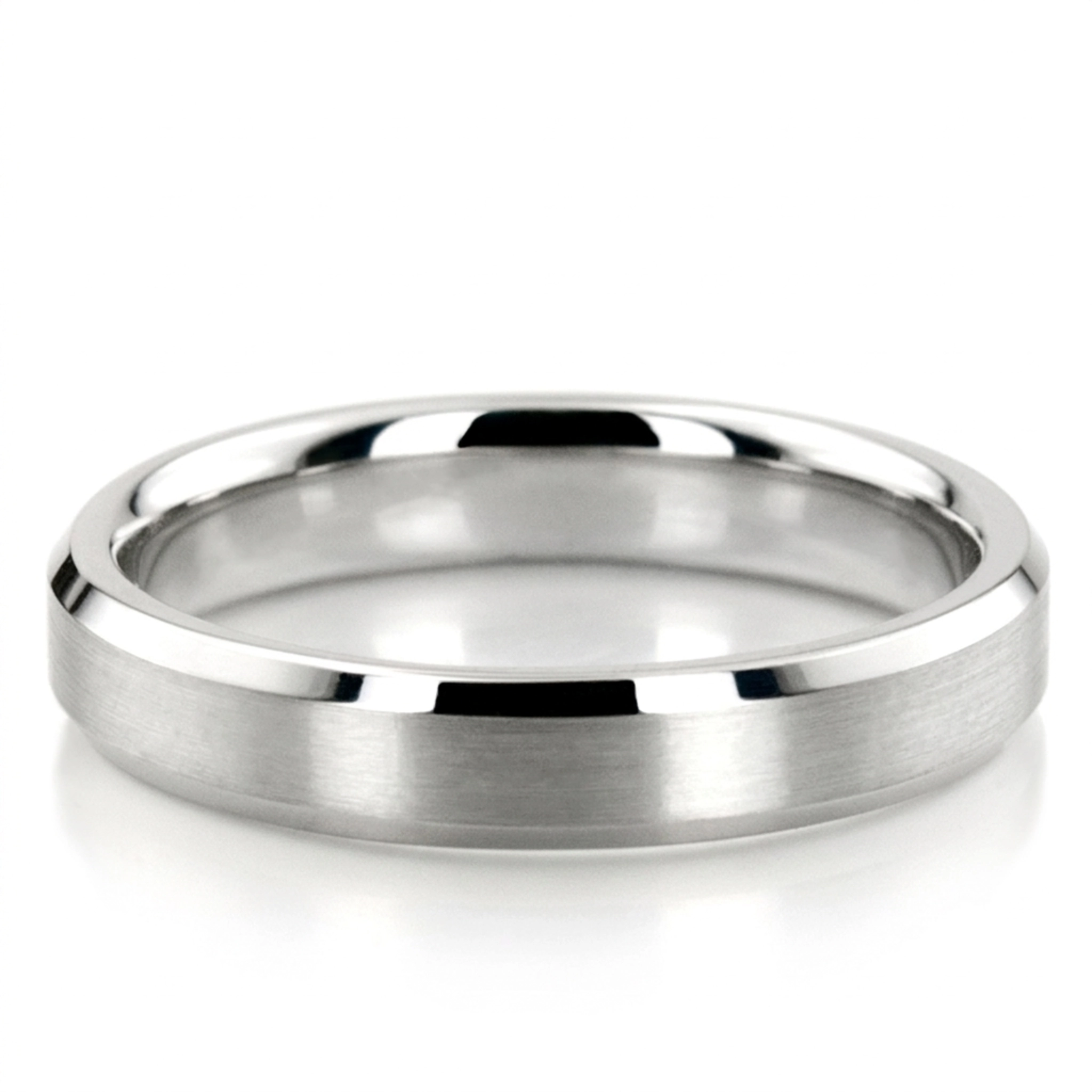 10K white gold 4mm. satin basic-carved-wedding-bands - main view