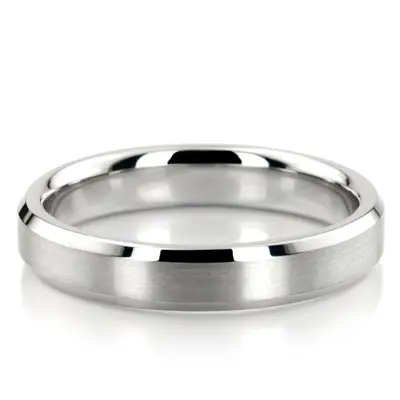 10K white gold 4mm. satin basic-carved-wedding-bands - main view thumbnail