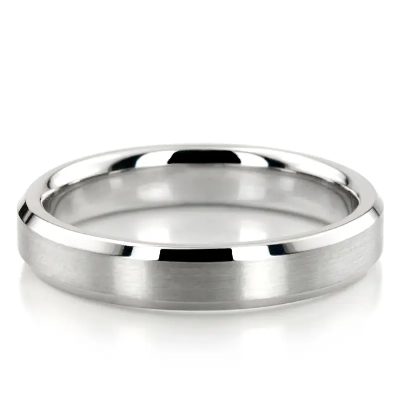 10K white gold 4mm. satin basic-carved-wedding-bands - main view