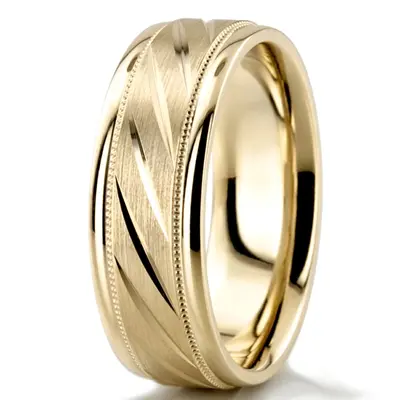 10K white gold 7mm. satin basic-carved-diamond-cut-wedding-ring - alternate view 6 thumbnail