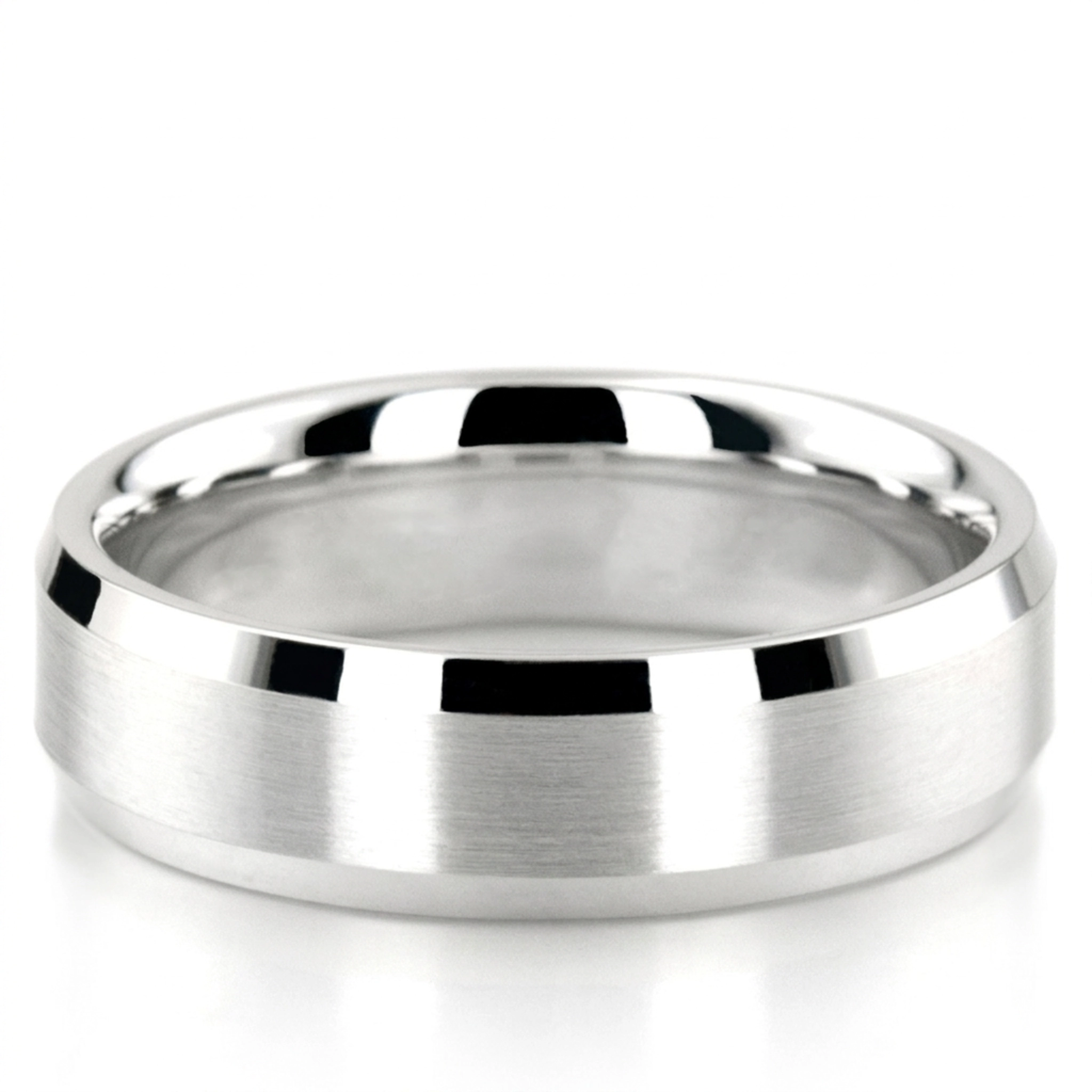 10K white gold 6mm. satin basic-carved-wedding-bands - alternate view 4