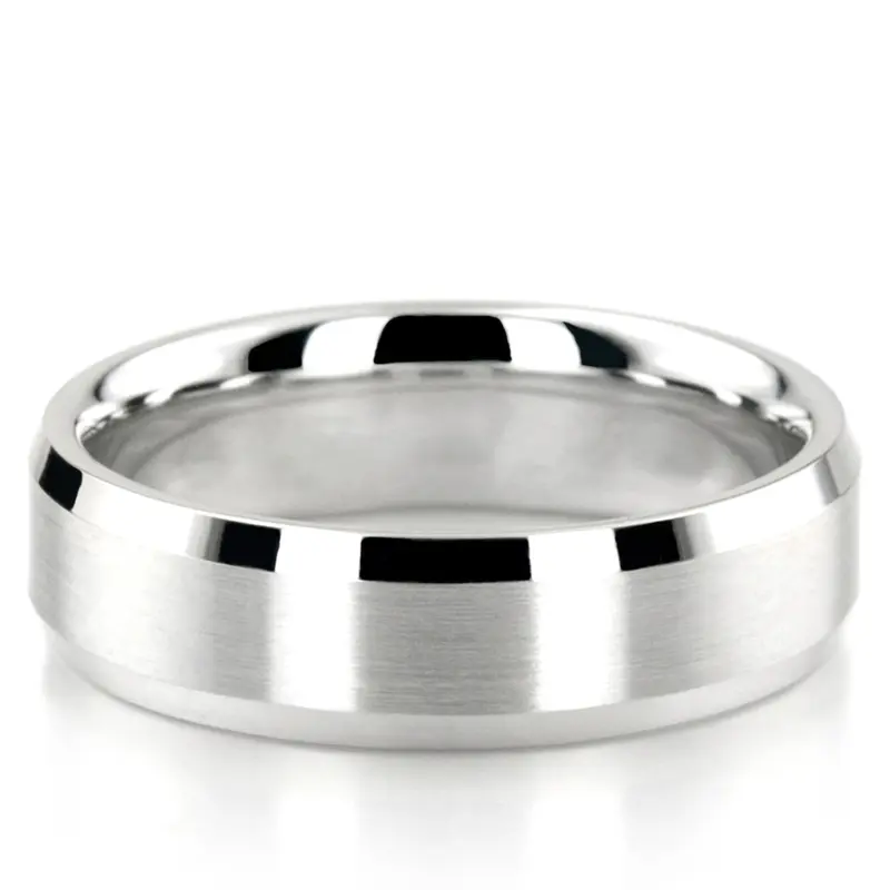 10K white gold 6mm. satin basic-carved-wedding-bands - alternate view 4