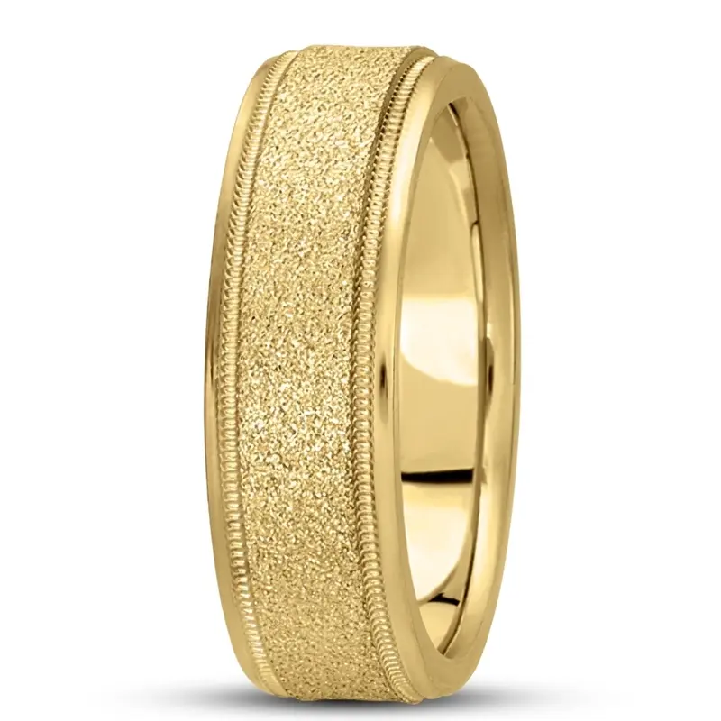 10K yellow gold 7mm. diamond cut basic-carved-wedding-bands - alternate view 8