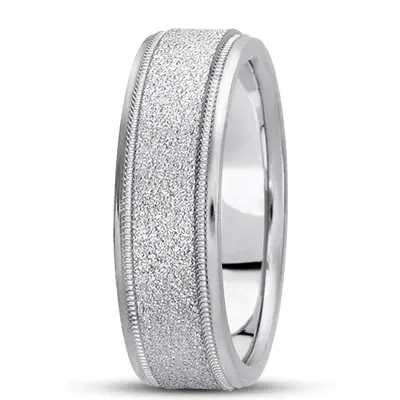 14K white gold 7mm. diamond cut basic-carved-wedding-bands - alternate view 7 thumbnail
