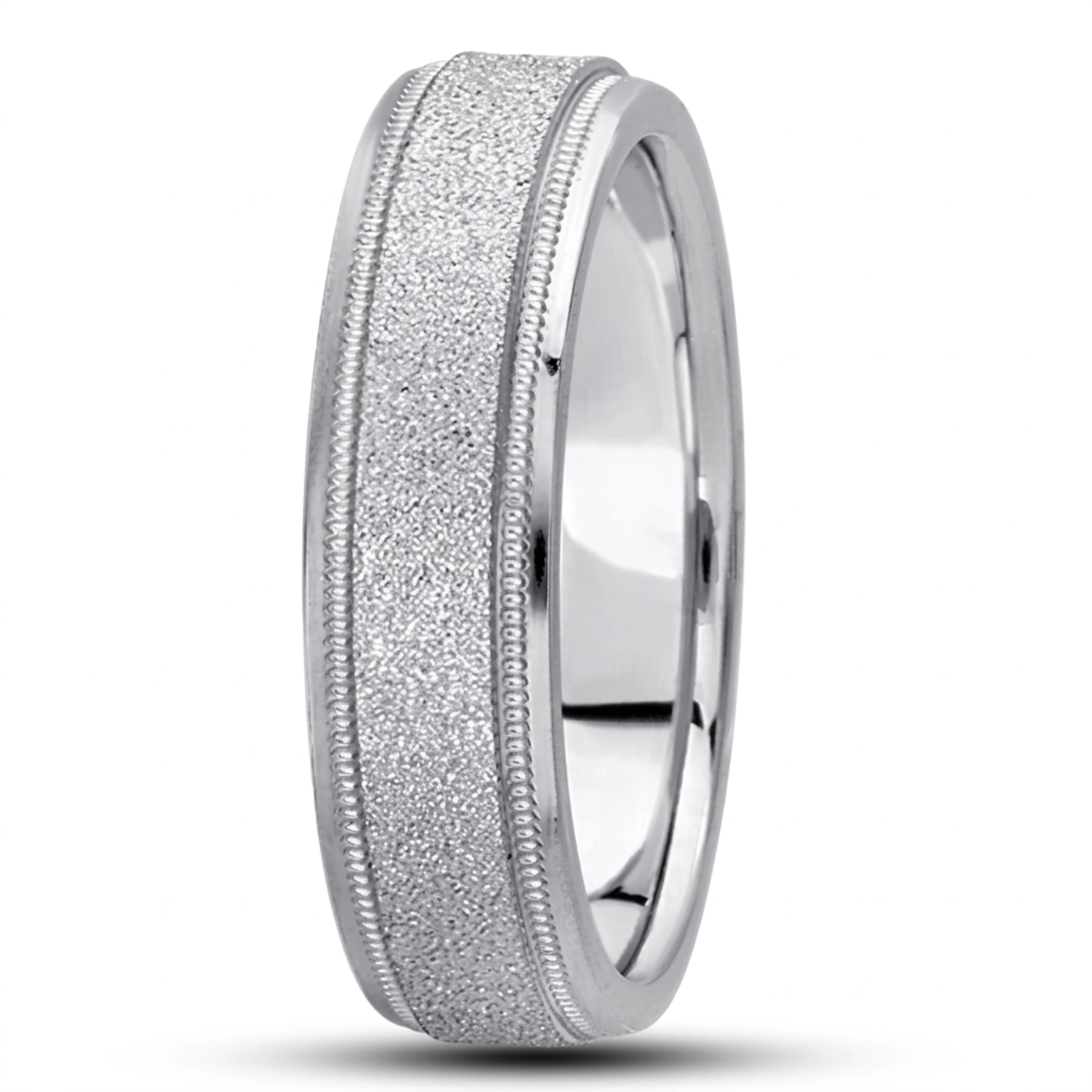 14K white gold 6mm. diamond cut basic-carved-wedding-bands - alternate view 6