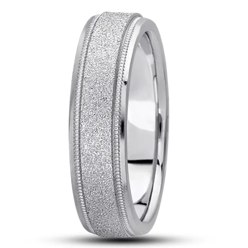 10K white gold 6mm. diamond cut basic-carved-wedding-bands - alternate view 6