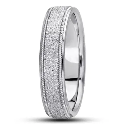 14K white gold 5mm. diamond cut basic-carved-wedding-bands - alternate view 5 thumbnail