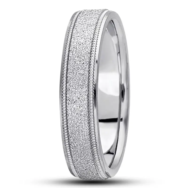 10K white gold 5mm. diamond cut basic-carved-wedding-bands - alternate view 5