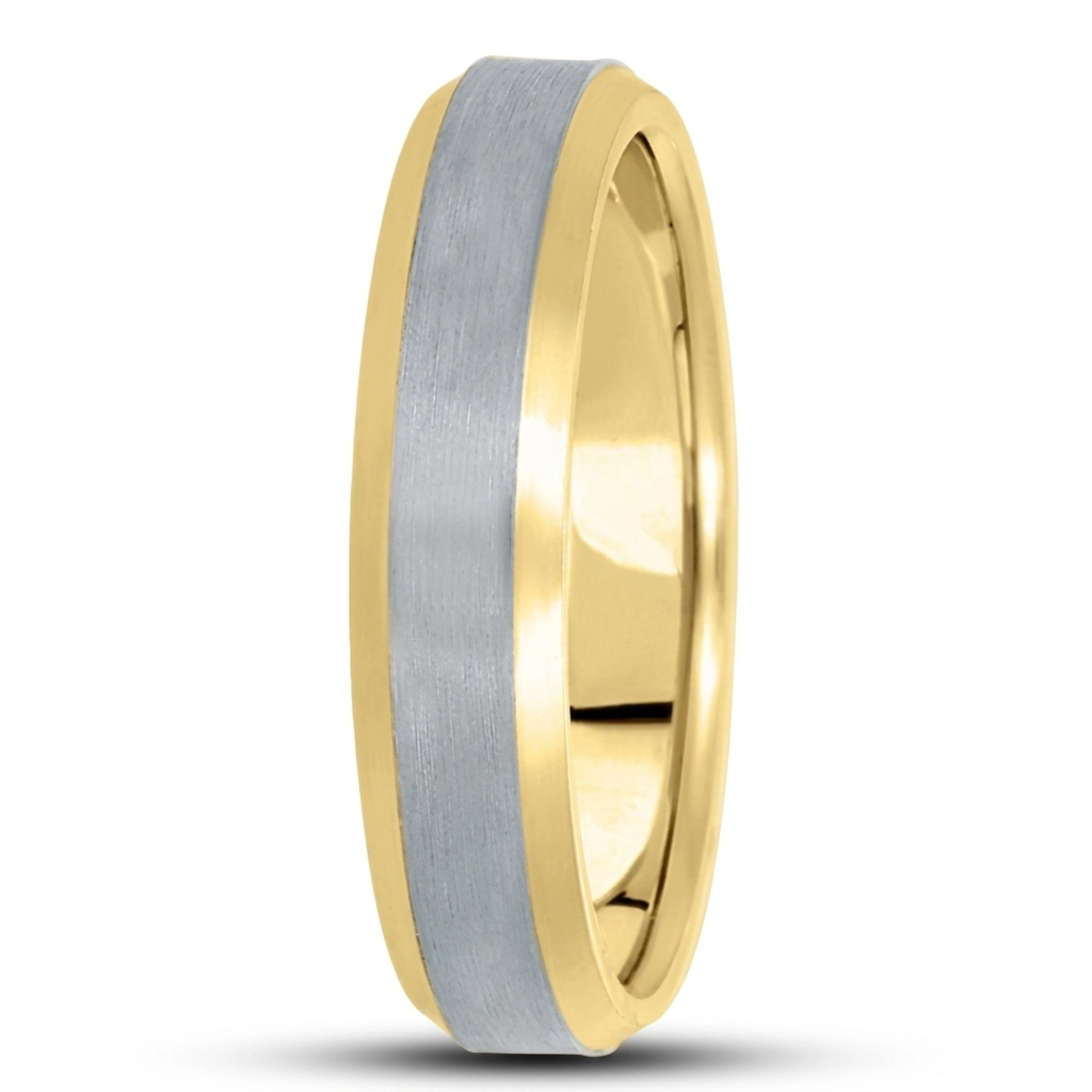 10K yellow-white-yellow gold 5mm. satin basic-carved-wedding-bands - alternate view 16