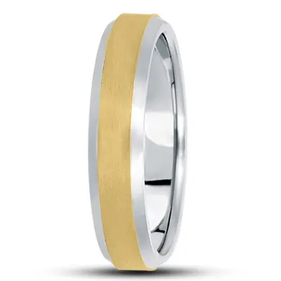 10K white-yellow-white gold 5mm. satin basic-carved-wedding-bands - alternate view 15 thumbnail