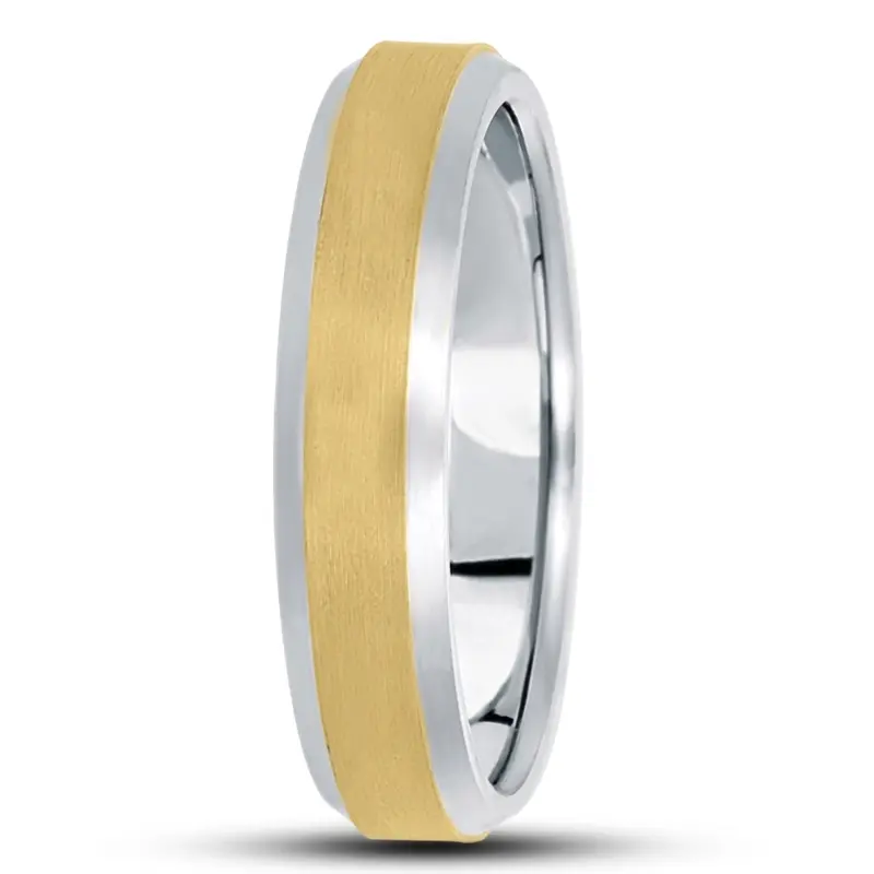10K white-yellow-white gold 5mm. satin basic-carved-wedding-bands - alternate view 15