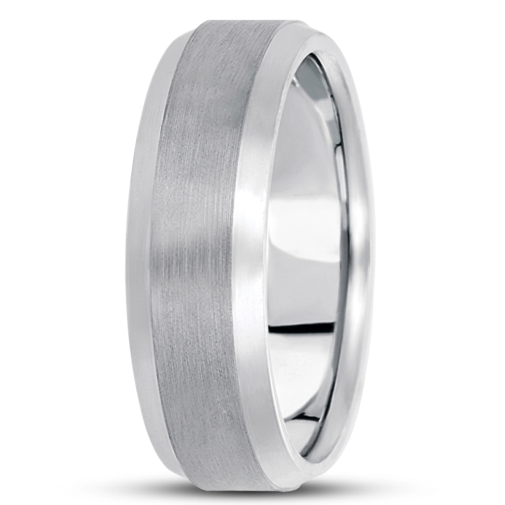 10K white gold 7mm. satin basic-carved-wedding-bands - alternate view 13