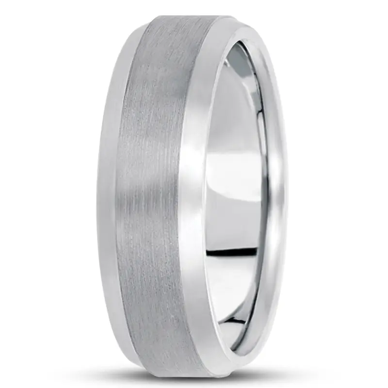 10K white gold 7mm. satin basic-carved-wedding-bands - alternate view 13