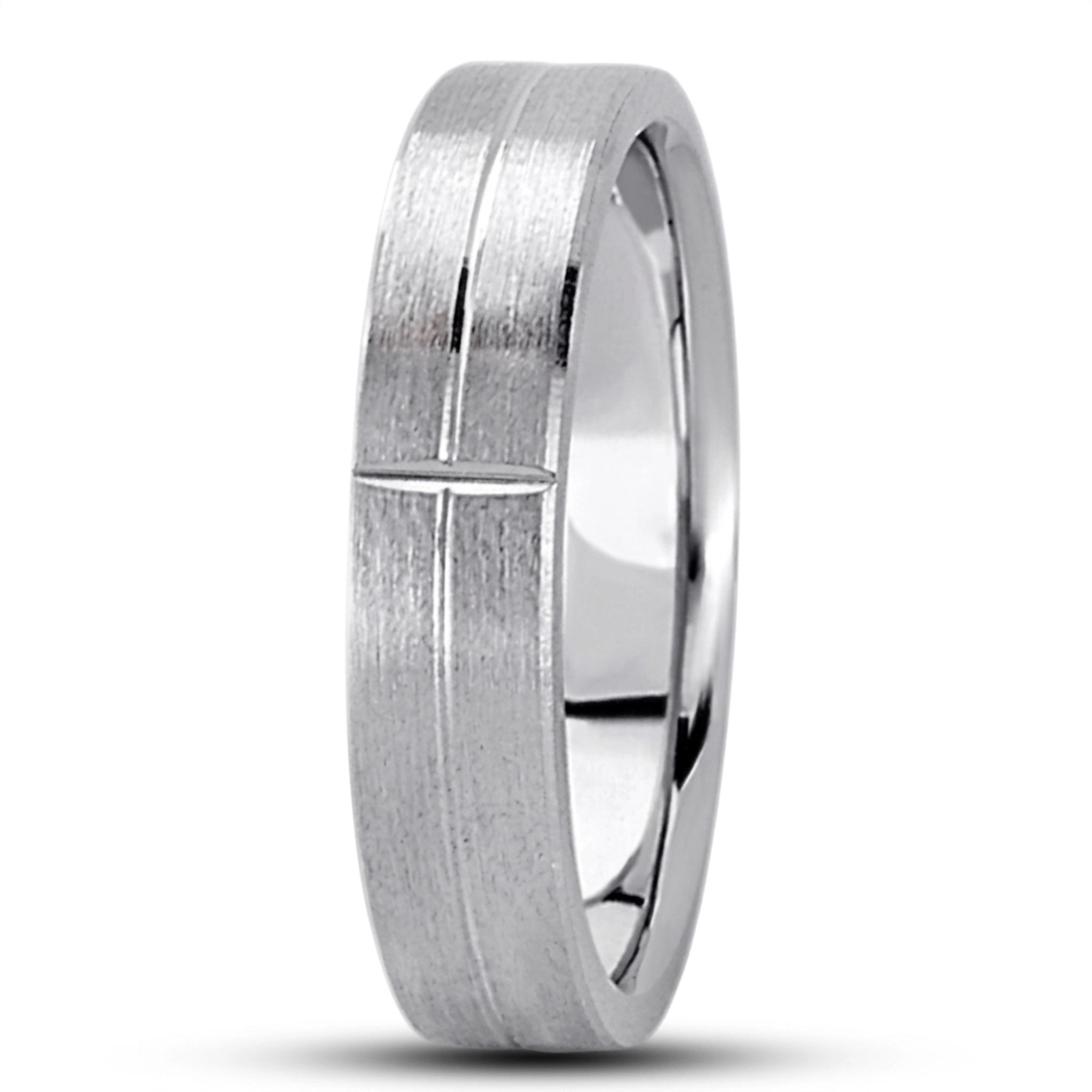 10K white gold 5mm. satin basic-carved-simple-wedding-bands - alternate view 5