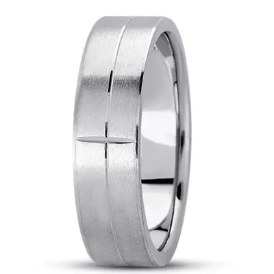 10K white gold 6mm. satin basic-carved-simple-wedding-bands - alternate view 6 thumbnail