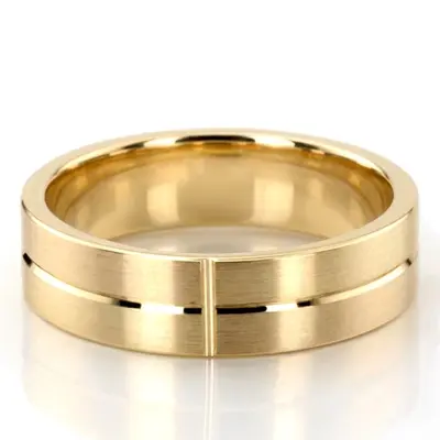 10K yellow gold 6mm. satin basic-carved-simple-wedding-bands - alternate view 2 thumbnail