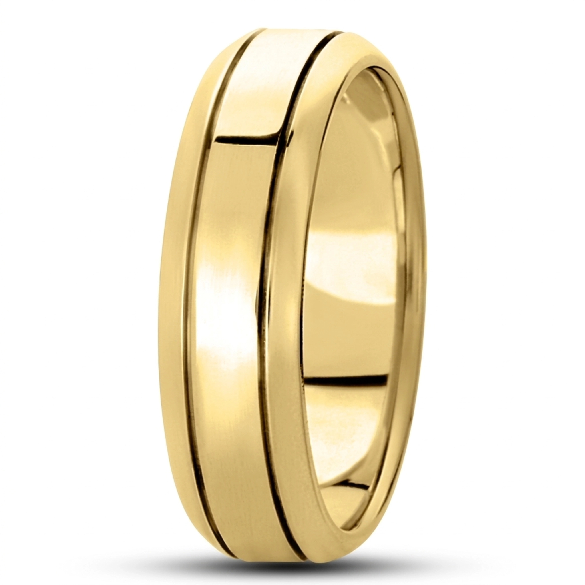 10K yellow gold 7mm. high polish basic-carved-simple-wedding-bands - alternate view 2