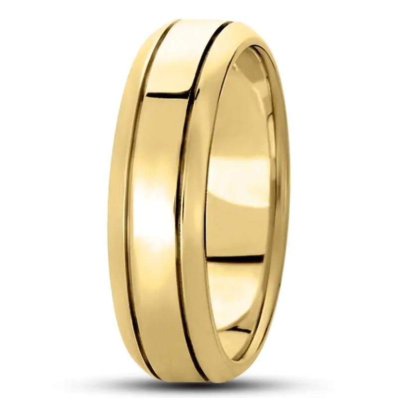 10K yellow gold 7mm. high polish basic-carved-simple-wedding-bands - alternate view 2