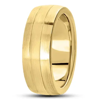 10K yellow gold 7mm. satin basic-carved-simple-wedding-bands - alternate view 2 thumbnail