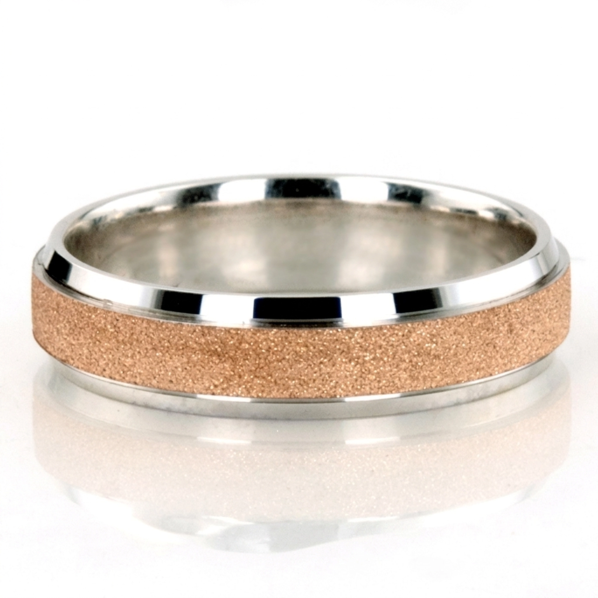10K same as picture gold 6mm. stone finish two-tone-wedding-band - main view
