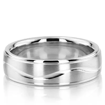 Simple Wave Design Diamond Cut Wedding Ring 