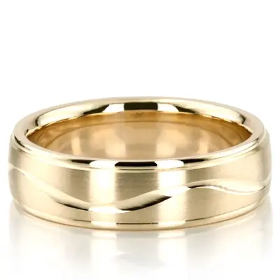 10K yellow gold 6mm. satin finish diamond-cut-wedding-band - alternate view 3 thumbnail