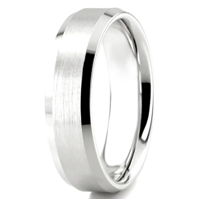 10K white gold 6mm. satin basic-carved-wedding-bands - alternate view 9
