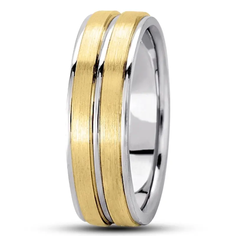 10K w-y-w-y-w gold 7mm. satin basic-carved-wedding-ring - alternate view 3