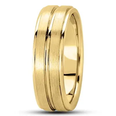 10K yellow gold 7mm. satin basic-carved-wedding-ring - alternate view 7 thumbnail