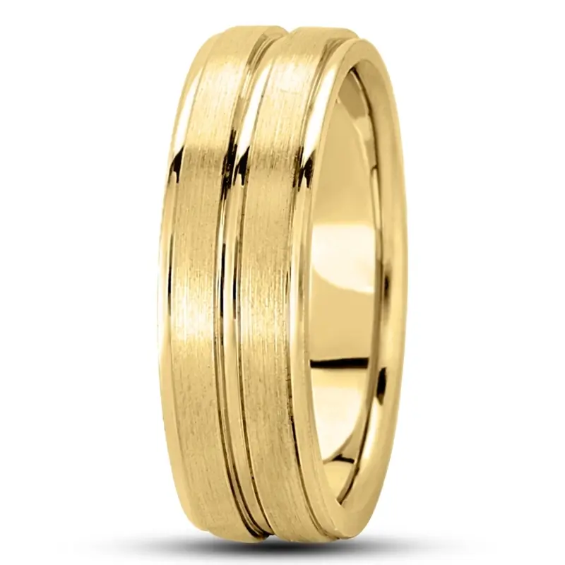 10K yellow gold 7mm. satin basic-carved-wedding-ring - alternate view 7