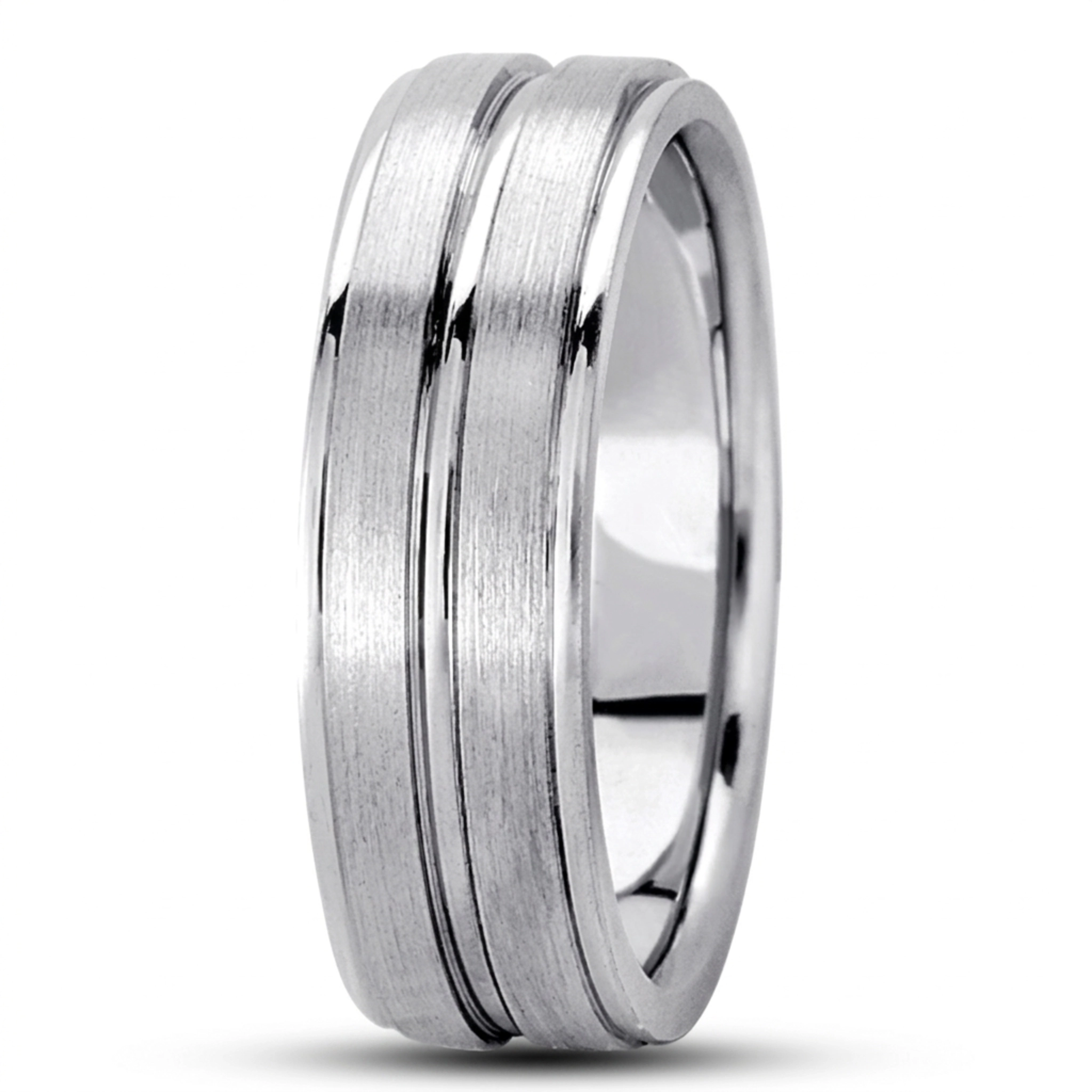 10K white gold 7mm. satin basic-carved-wedding-ring - alternate view 6