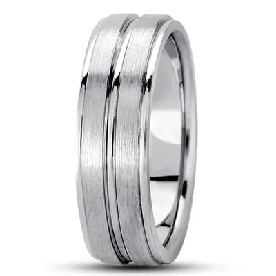 10K white gold 7mm. satin basic-carved-wedding-ring - alternate view 6 thumbnail