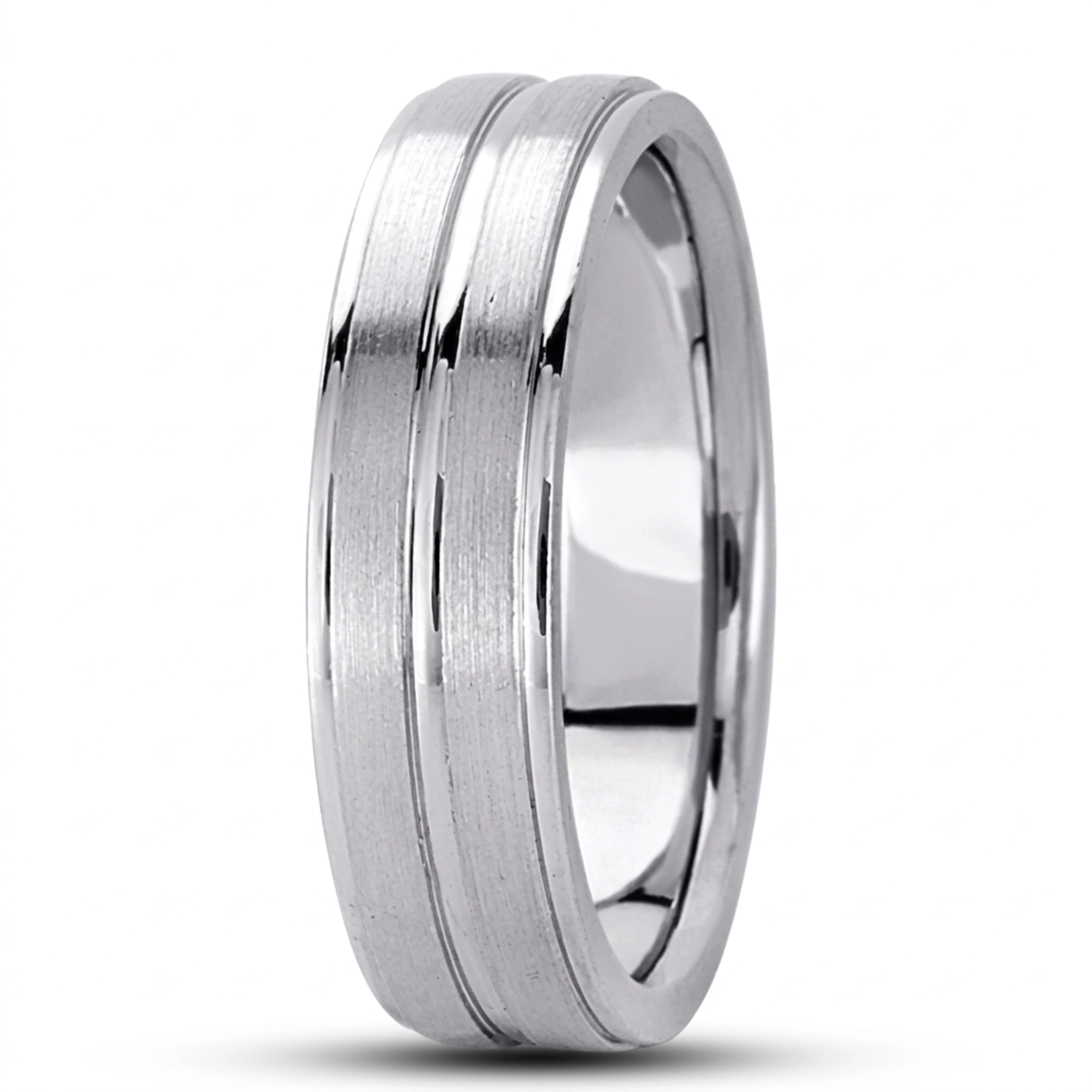 10K white gold 6mm. satin basic-carved-wedding-ring - alternate view 5