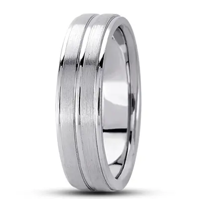 10K white gold 6mm. satin basic-carved-wedding-ring - alternate view 5 thumbnail