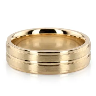 10K yellow gold 6mm. satin basic-carved-wedding-ring - alternate view 2 thumbnail